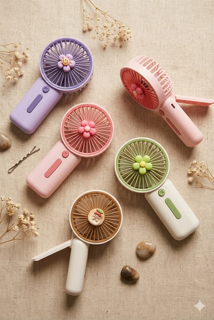 Multicolour Mini Portable USB Hand Fan for Summer With 1000 Mah Battery| Rechargeable Hand fan for Women