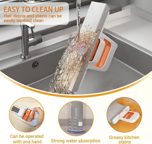 Mini Foldable Sponge Mop – Portable Desktop Cleaner, Wet & Dry Use