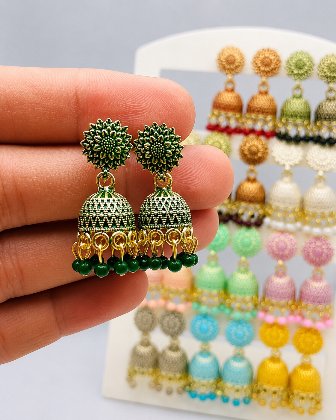 Modern Jhumkhi Earrings Combo – 12 Colors for Women & Girls