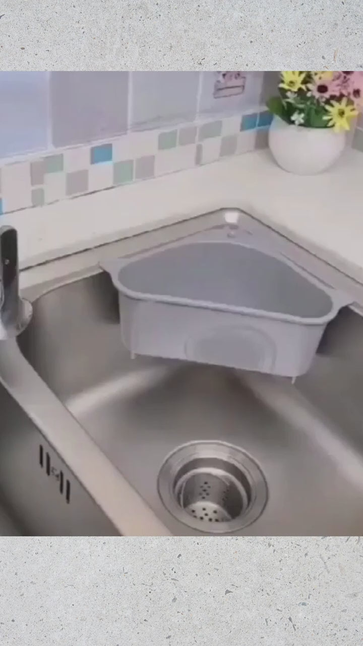 Sink Basket Strainer, Multi-Functional Kitchen Triangle Drain Sink Storage Rack, Corner Shelf Sink Sponge Holder